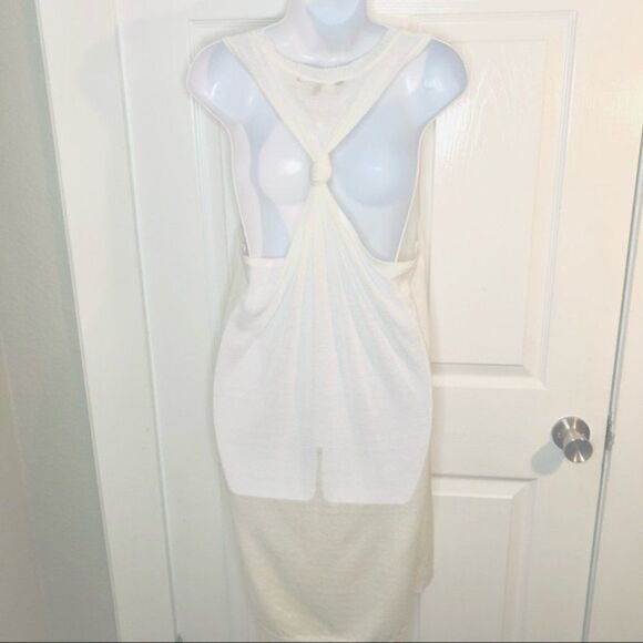 MADO et les autres Swim Cover Up Sweater Dress Asymmetrical Knot Back White 4 - Picture 9 of 11